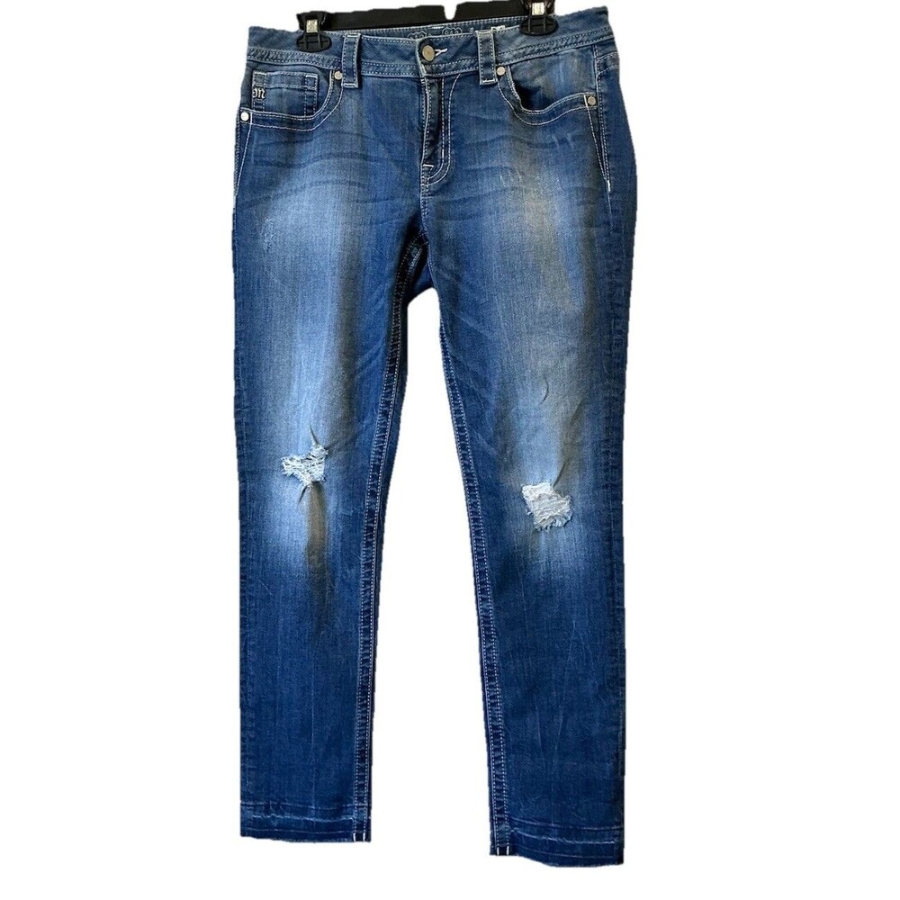 Miss Me Jeans Skinny Mid Rise Size 31 inch Distressed 28 Inseam